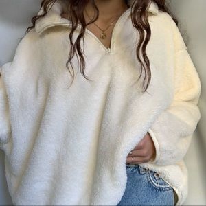 H&M cream fuzzy oversized sweater